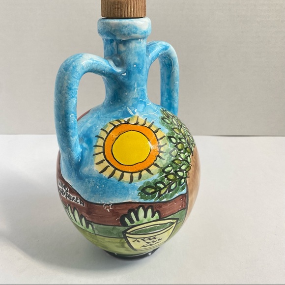 NINO PARRUCCA Hand Painted Ceramic Two Handle Oil Decanter Pitcher Made in Italy - Picture 11 of 13
